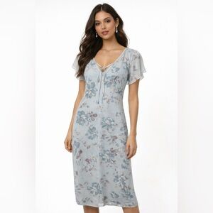 Max Mara Pura Seta 100% Silk Floral Midi Dress Made in Italy IT 38 US 6